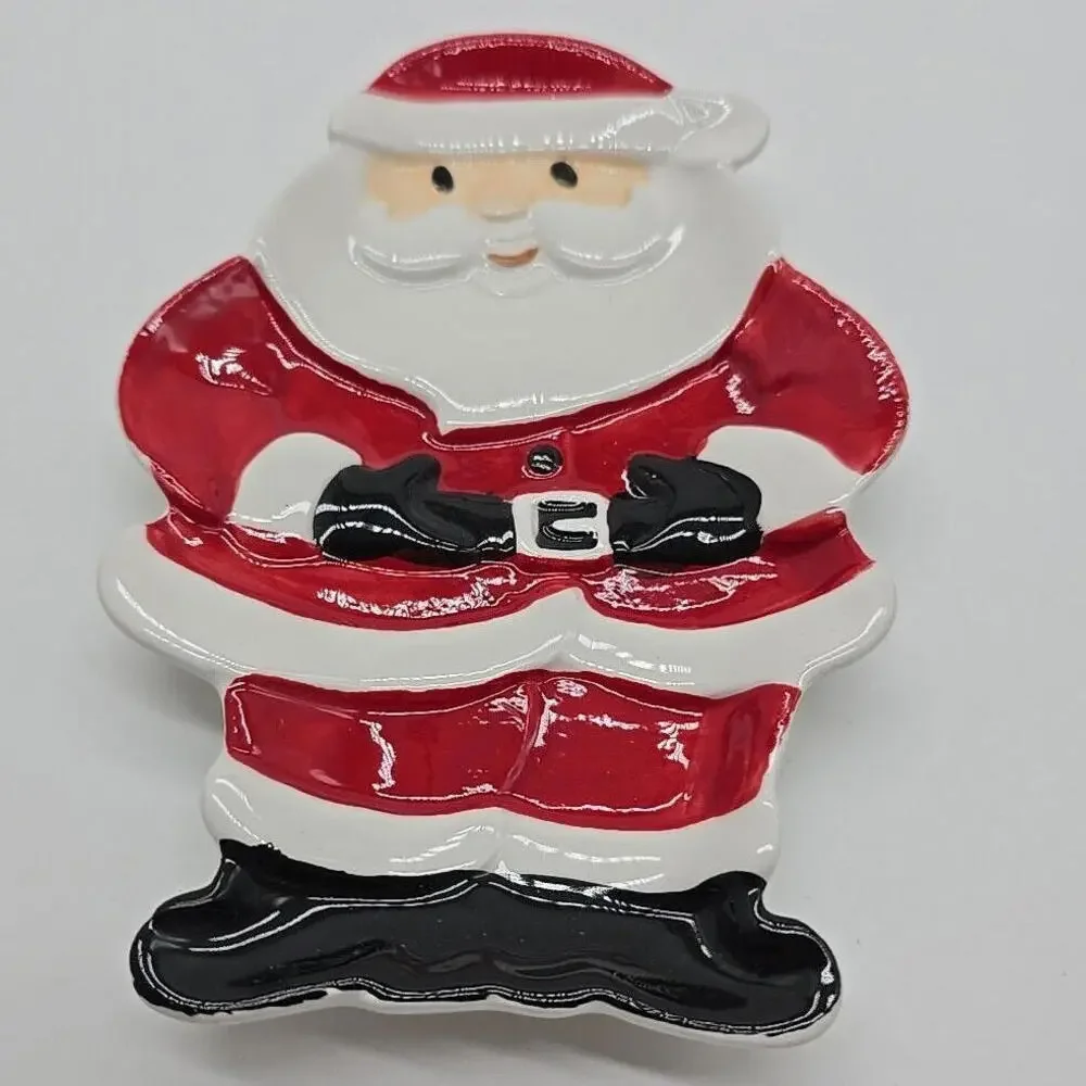 Holiday Time Christmas Snowman/Santa Holiday Ceramic‎ Bundle Spoon Rest